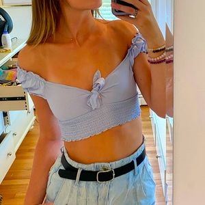 SHEIN BLUE SUMMERY TIE-UP CROP TOP